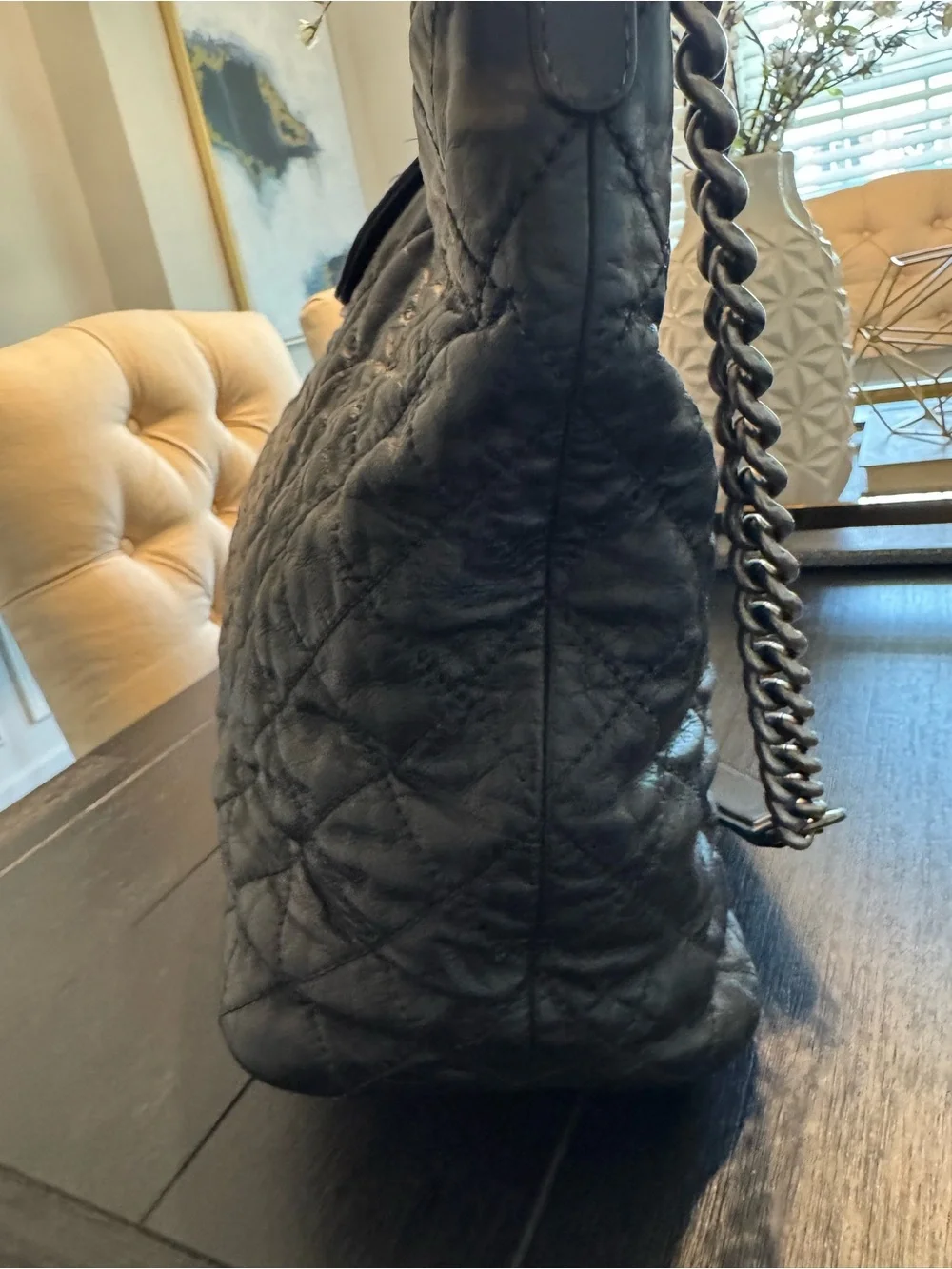 Chanel In The Mix Quilted Black Shoulder Tote with CC Turn-Lock